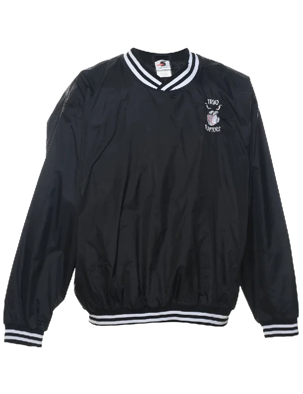 Black & White Embroidered Triad Raptors Sweatshirt - L Hoodie with Drawcord Adjustable Secure Black & White Embroidered Triad Raptors Sweatshirt - L Hoodie with Drawcord Adjustable Secure