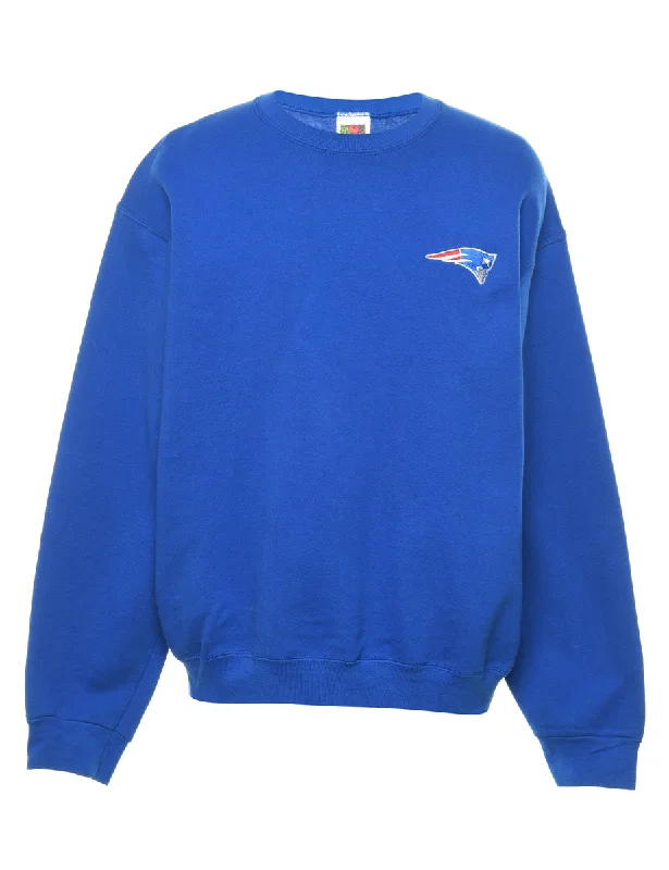 Blue Plain Sweatshirt - L Hoodie with Pattern Geometric Abstract