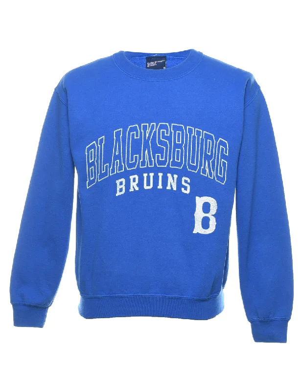 Blue & White Blacksburg Printed Sweatshirt - M Hoodie with Earth Tones Natural Calm