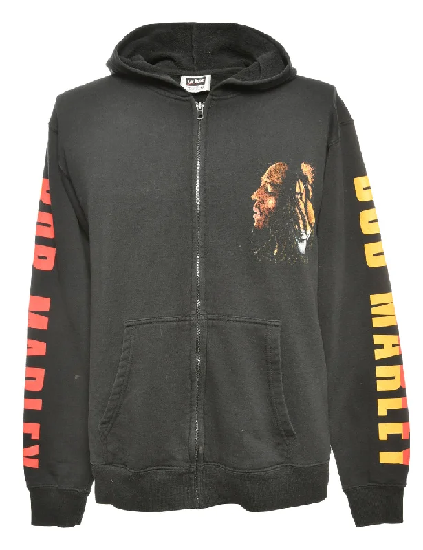 Bob Marely Printed Hoodie - L Hoodie with Raglan Sleeves Sporty Comfortable