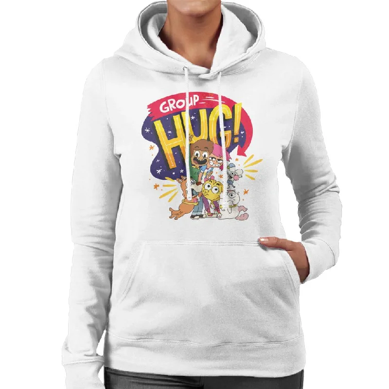 Boy Girl Dog Cat Mouse Cheese Group Hug Women's Hooded Sweatshirt