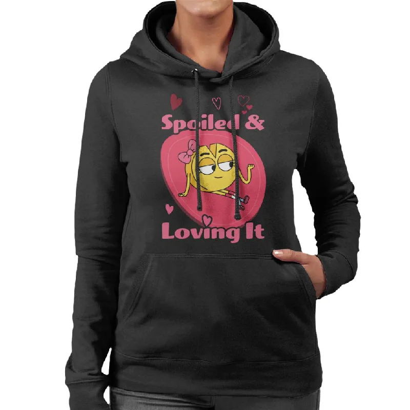 Boy Girl Dog Cat Mouse Cheese Spoiled And Loving It Women's Hooded Sweatshirt