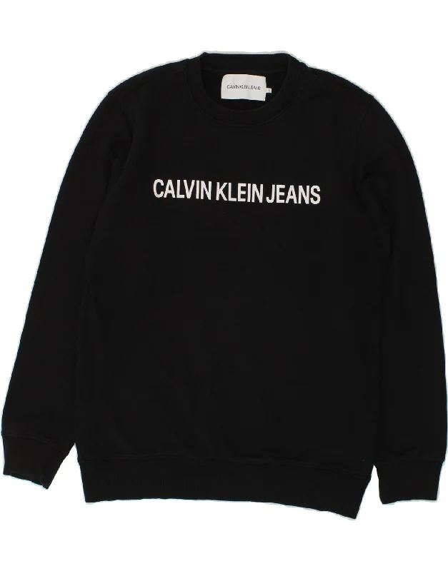 CALVIN KLEIN JEANS Mens Graphic Sweatshirt Jumper Large Black Cotton