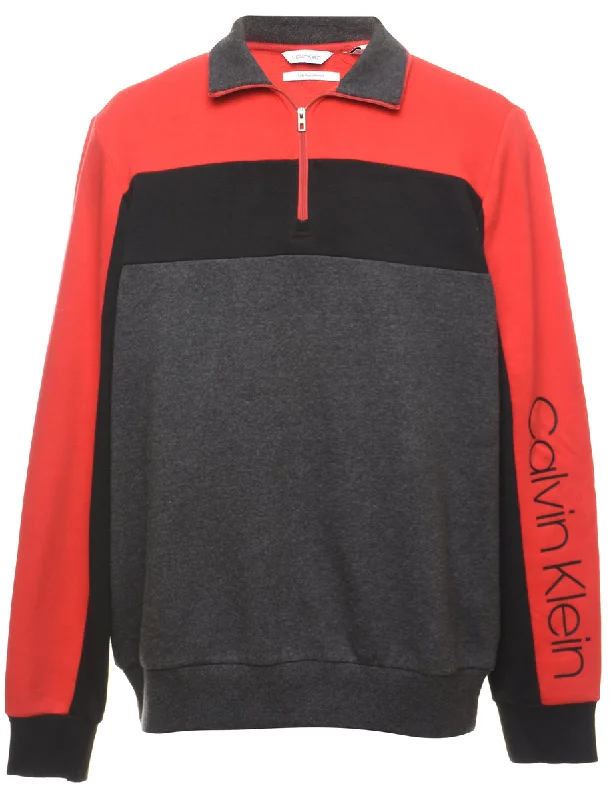 Calvin Klein Plain Sweatshirt - S Hoodie with Zipper Versatile Modern