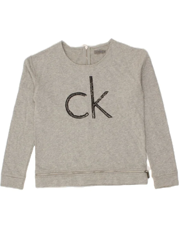 CALVIN KLEIN Womens Graphic Sweatshirt Jumper UK 14 Medium Grey Cotton Hoodie Sweatshirt Pullover CALVIN KLEIN Womens Graphic Sweatshirt Jumper UK 14 Medium Grey Cotton Hoodie Sweatshirt Pullover