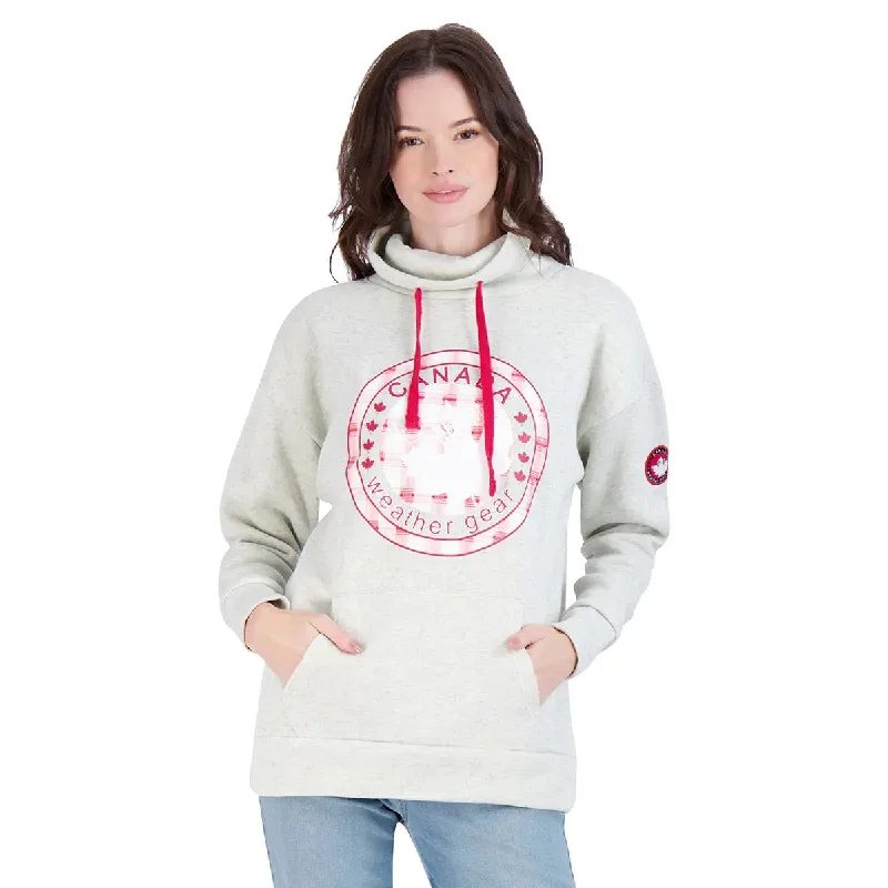 Canada Weather Gear Women's Logo Printed Cowl Neck Fleece Hoodie Hoodie with Longline Fit Extended Stylish Canada Weather Gear Women's Logo Printed Cowl Neck Fleece Hoodie Hoodie with Longline Fit Extended Stylish