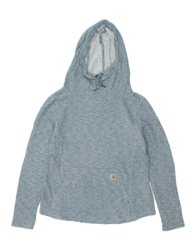 CARHARTT Womens Slightly Fitted Hoodie Jumper UK 8/10 Medium Blue Flecked