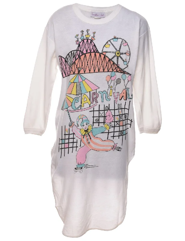 Carnival Printed Multi-Colour 1980s Sweatshirt - M Hoodie with Rhinestones Sparkly Elegant Carnival Printed Multi-Colour 1980s Sweatshirt - M Hoodie with Rhinestones Sparkly Elegant