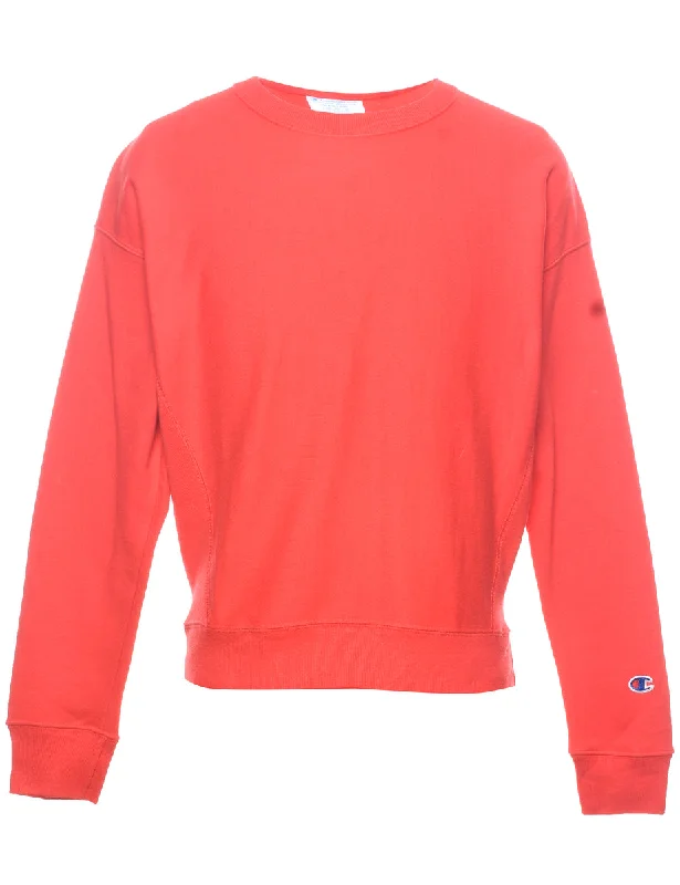 Champion Reverse Weave Plain Red Sweatshirt - M Hoodie with Embroidery Detailed Premium Champion Reverse Weave Plain Red Sweatshirt - M Hoodie with Embroidery Detailed Premium