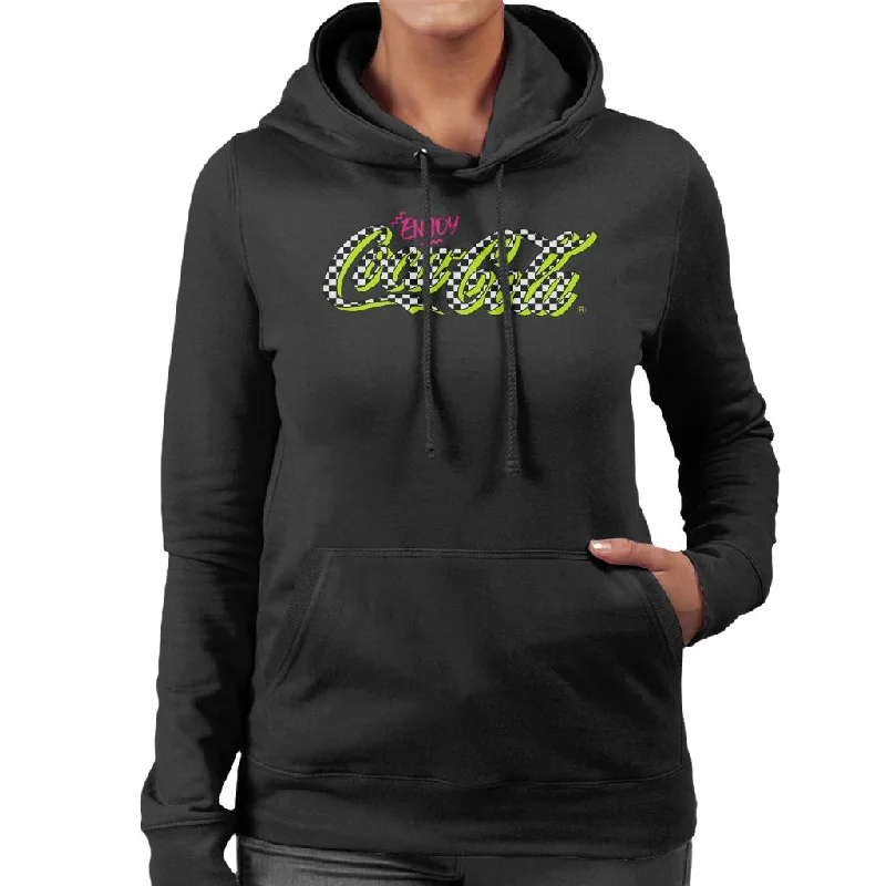 Coca Cola Retro Checkboard Logo Women's Hooded Sweatshirt