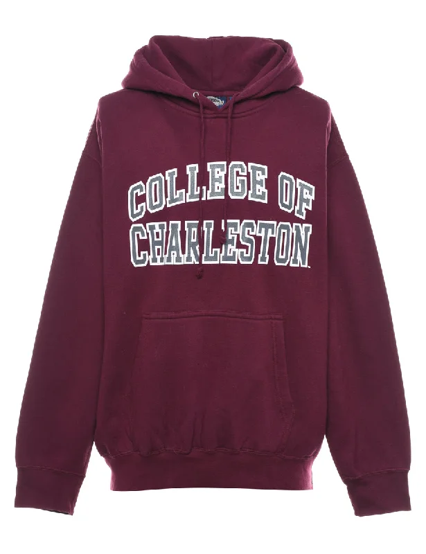 College Of Charleston Printed Hoodie - XL Hoodie with Distressed Vintage Worn