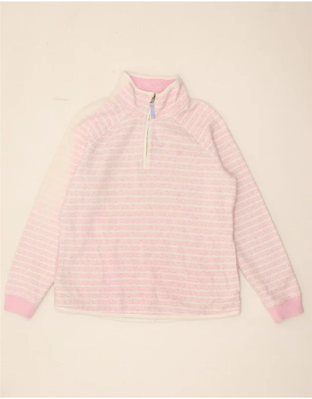 CREW CLOTHING Womens Zip Neck Sweatshirt Jumper UK 12 Medium Pink Striped