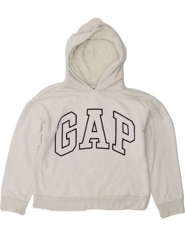 GAP Boys Graphic Hoodie Jumper 11-12 Years XL White Cotton