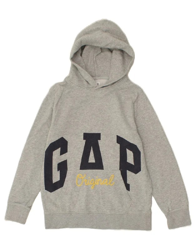 GAP Boys Graphic Hoodie Jumper 13-14 Years 2XL Grey Cotton