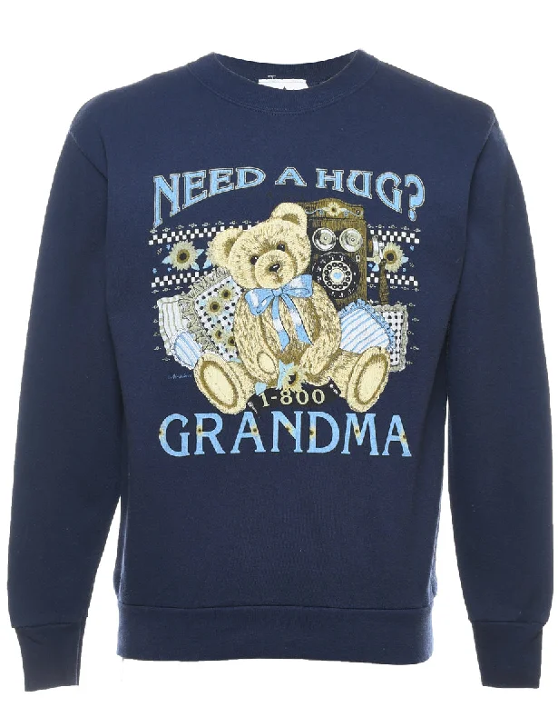 Grandma Printed Sweatshirt - M Hoodie with Pocket Utility Practical