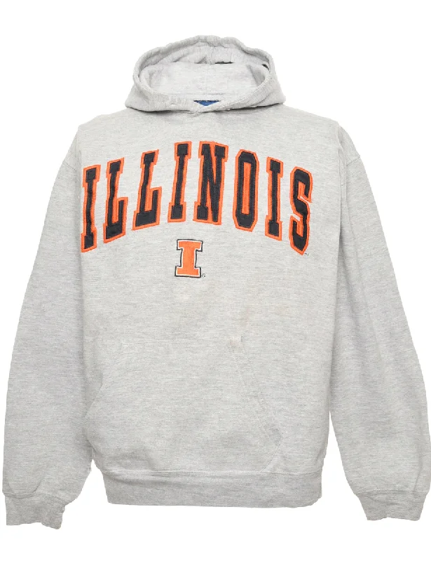 Grey Printed Hoodie - M Hoodie with Illustration Artistic Creative