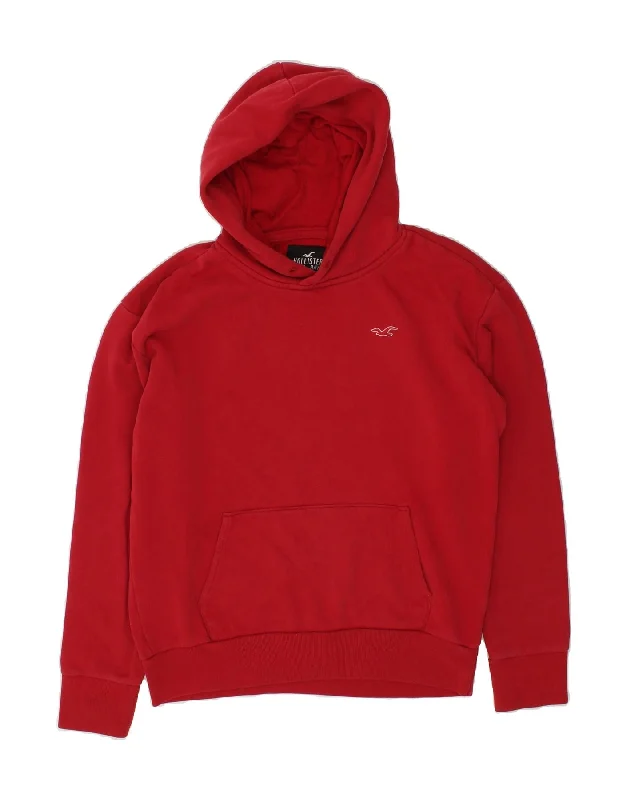 HOLLISTER Mens Hoodie Jumper Small Red Cotton