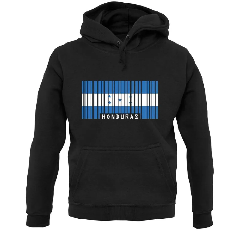 Honduras Barcode Style Flag Unisex Hoodie Hoodie with Hem Embroidery Detailed Premium Honduras Barcode Style Flag Unisex Hoodie Hoodie with Hem Embroidery Detailed Premium