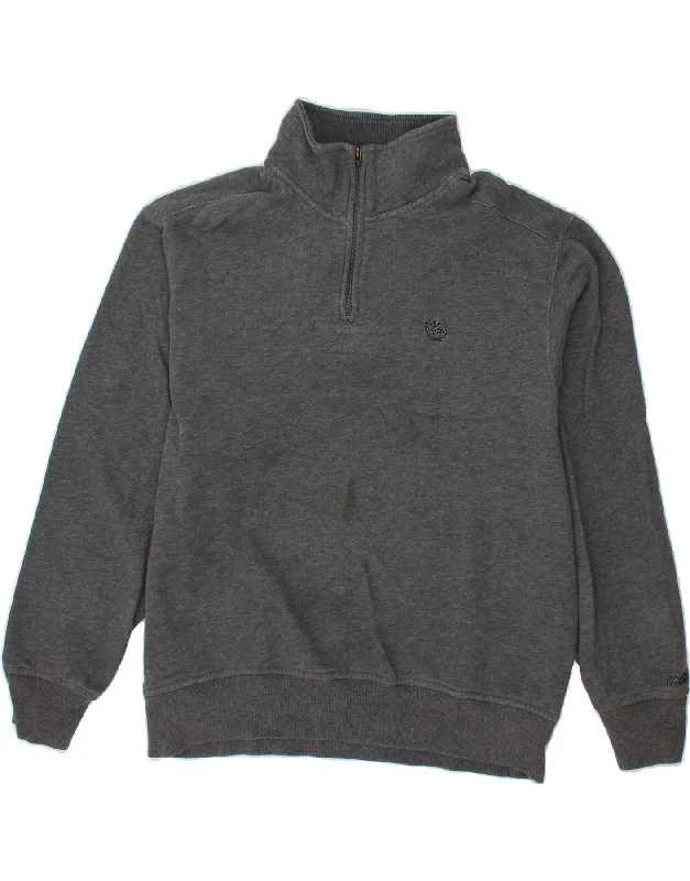 IZOD Mens Zip Neck Sweatshirt Jumper Medium Grey Cotton