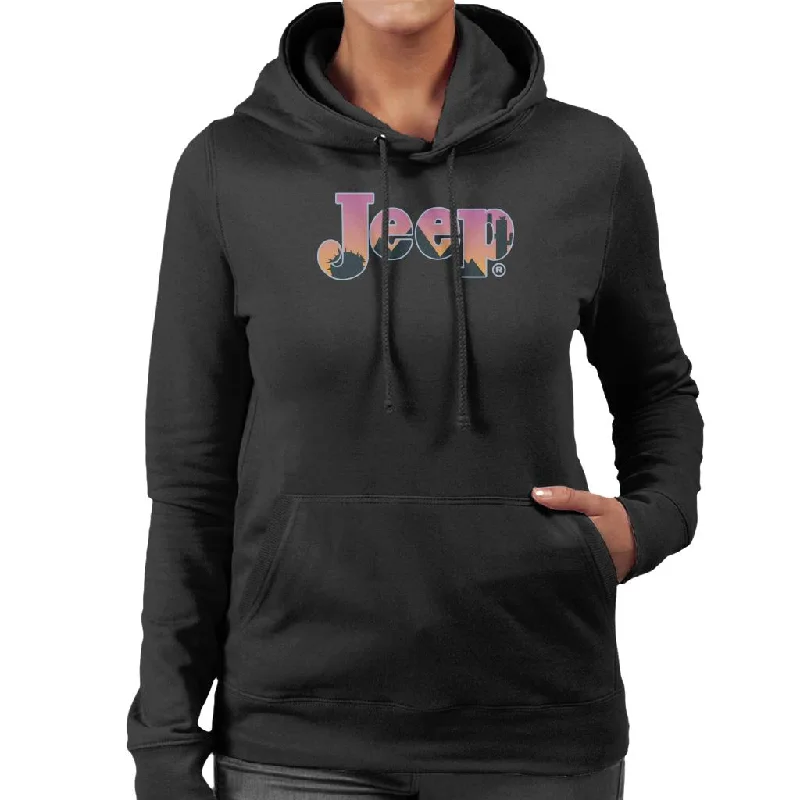 Jeep Desert Sunset Silhouette Logo Women's Hooded Sweatshirt