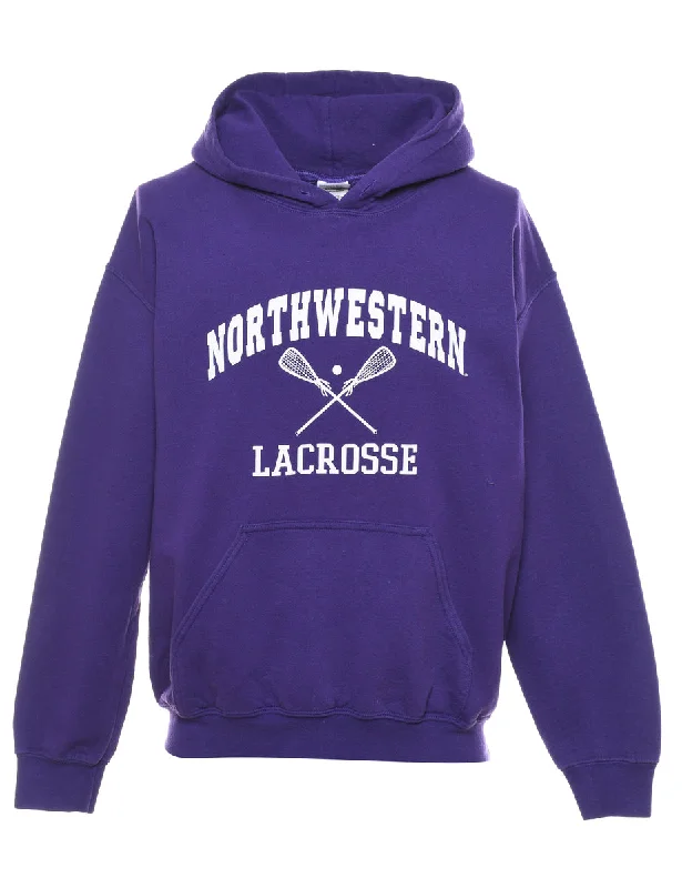 Lacrosse Printed Hoodie - M Hoodie with Tied Waist Feminine Flattering