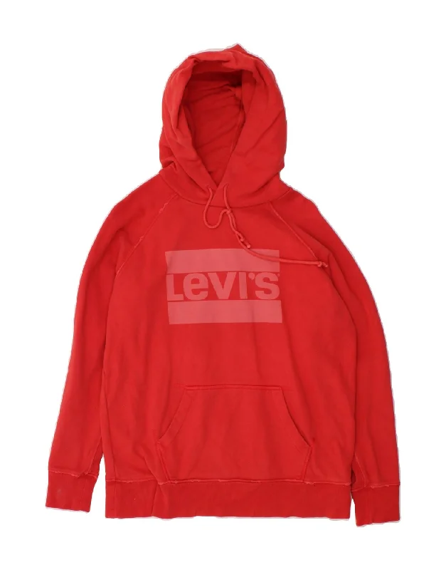 LEVI'S Mens Graphic Hoodie Jumper Small Red Cotton Hoodie with Hood Adjustable Protection LEVI'S Mens Graphic Hoodie Jumper Small Red Cotton Hoodie with Hood Adjustable Protection