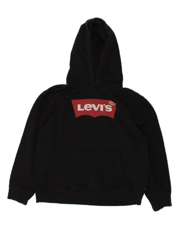 LEVI'S Mens Graphic Hoodie Jumper XL Black Cotton