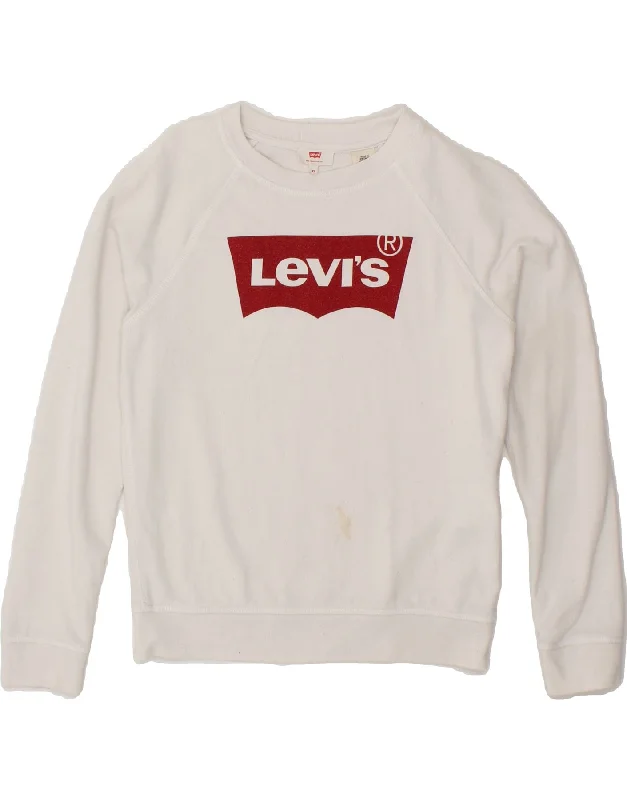 LEVI'S Mens Graphic Sweatshirt Jumper XS White Cotton