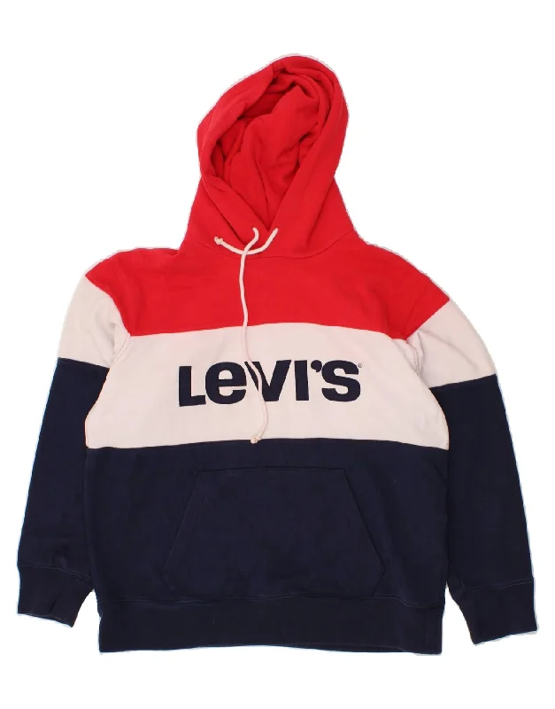 LEVI'S Womens Graphic Hoodie Jumper UK 16 Large Multicoloured Colourblock Hoodie with Hem Patch Decorative Personalized LEVI'S Womens Graphic Hoodie Jumper UK 16 Large Multicoloured Colourblock Hoodie with Hem Patch Decorative Personalized