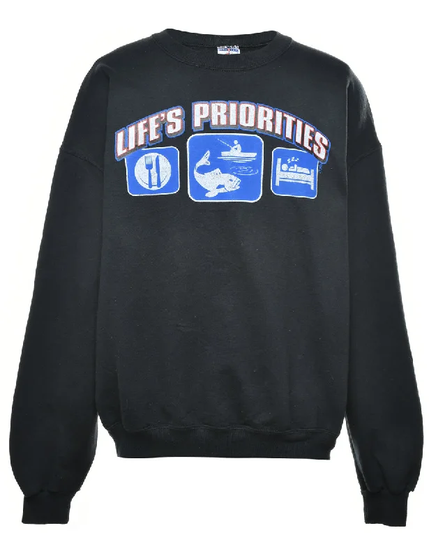 Life's Priorities Drop Shoulder Sweatshirt - M Hoodie with Full-Zip Functional Layering Life's Priorities Drop Shoulder Sweatshirt - M Hoodie with Full-Zip Functional Layering