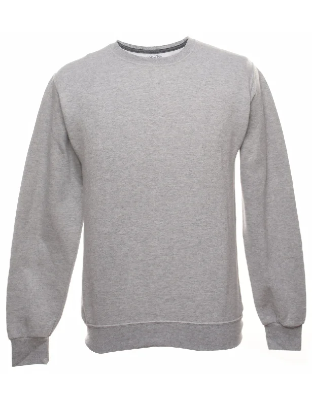 Marl Grey Plain Sweatshirt - S Hoodie with Set-In Sleeves Structured Classic
