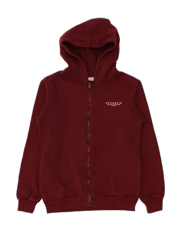 MCKENZIE Boys Zip Hoodie Sweater 12-13 Years Burgundy Cotton