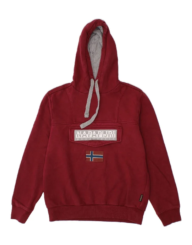 NAPAPIJRI Mens Graphic Hoodie Jumper Small Red Cotton Cotton Hoodie Fleece Lining Warmth NAPAPIJRI Mens Graphic Hoodie Jumper Small Red Cotton Cotton Hoodie Fleece Lining Warmth