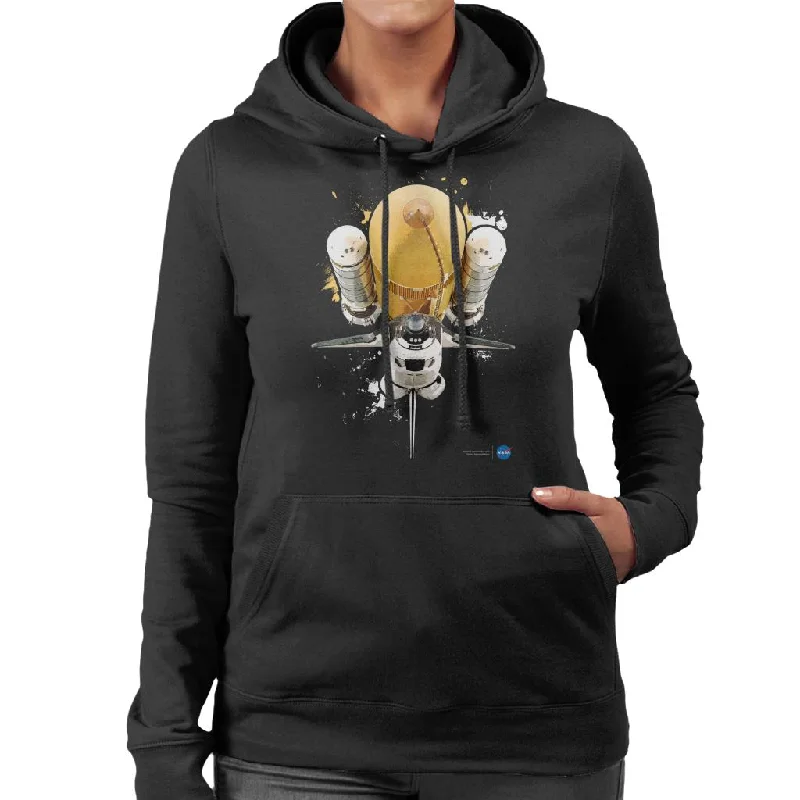 NASA Atlantis Shuttle Paint Splatter Women's Hooded Sweatshirt