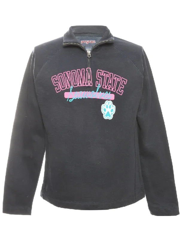 Navy & Pink Quarter-Zip Sweatshirt - L Hoodie with Turtle Neck Cozy Winter