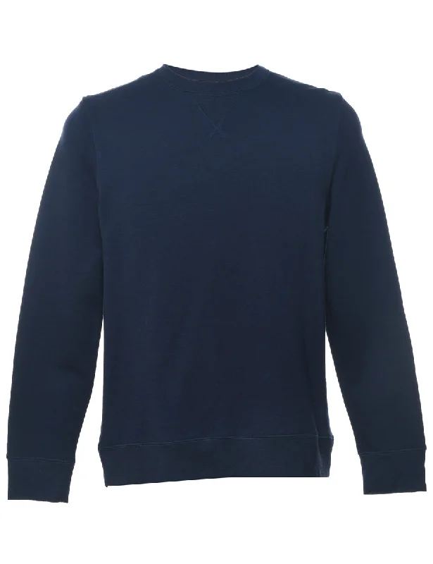 Navy Plain Sweatshirt - S Hoodie with Illustration Artistic Creative