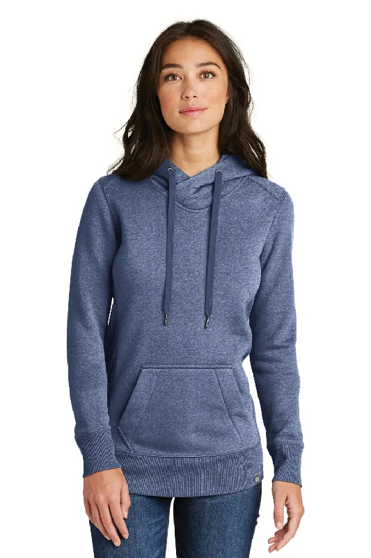 New Era Womens Sueded French Terry Hooded Sweatshirt Hoodie - Dark Royal Blue Twist Hoodie with Mock Neck Collared Structured