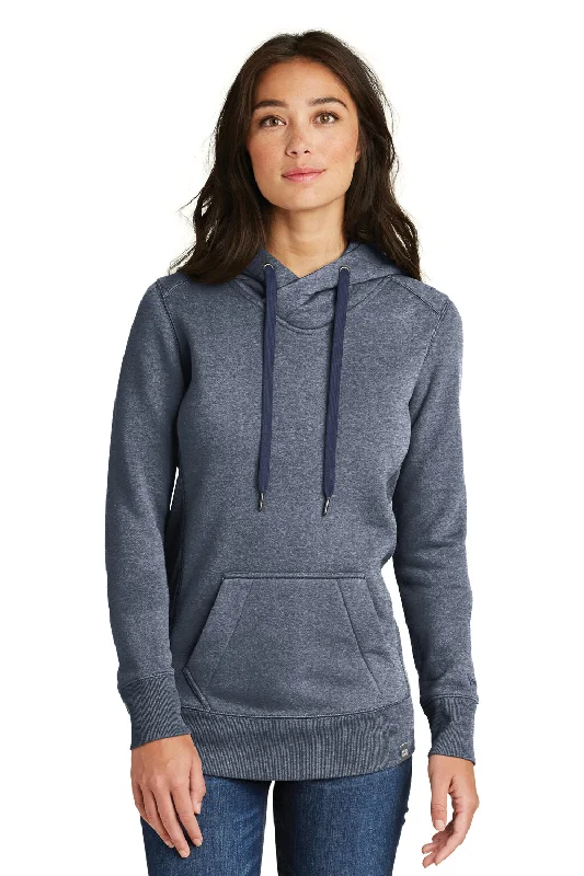 New Era Womens Sueded French Terry Hooded Sweatshirt Hoodie - Navy Blue Twist Hoodie with Longline Fit Extended Stylish New Era Womens Sueded French Terry Hooded Sweatshirt Hoodie - Navy Blue Twist Hoodie with Longline Fit Extended Stylish