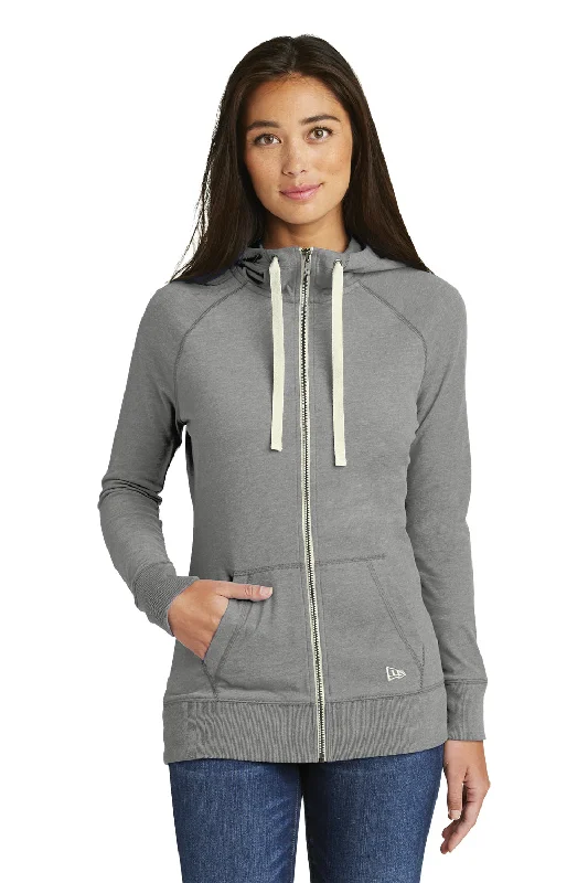 New Era Womens Sueded Full Zip Hooded Sweatshirt Hoodie - Heather Shadow Grey Hoodie with Drawstring Waist Adjustable Fitted New Era Womens Sueded Full Zip Hooded Sweatshirt Hoodie - Heather Shadow Grey Hoodie with Drawstring Waist Adjustable Fitted