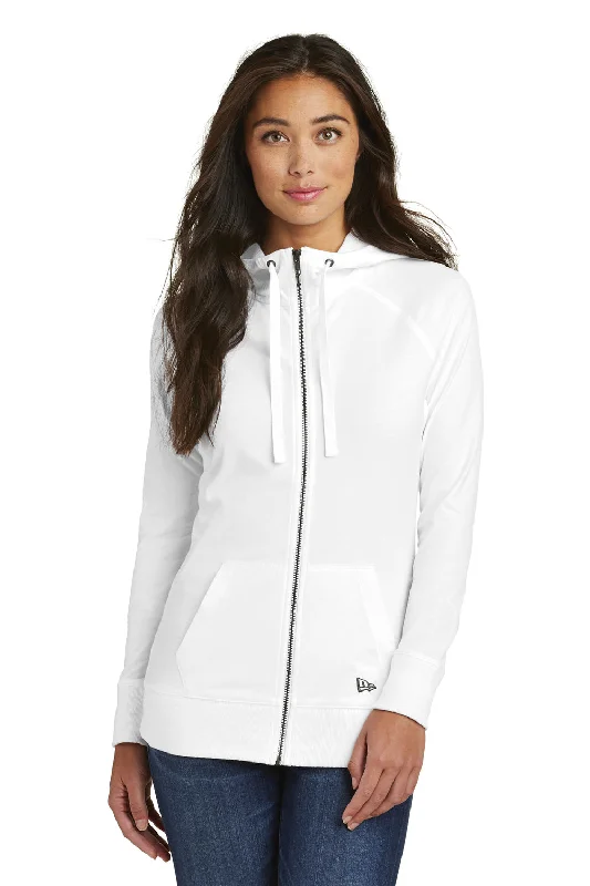 New Era Womens Sueded Full Zip Hooded Sweatshirt Hoodie - White Hoodie with Side Slits Relaxed Casual New Era Womens Sueded Full Zip Hooded Sweatshirt Hoodie - White Hoodie with Side Slits Relaxed Casual