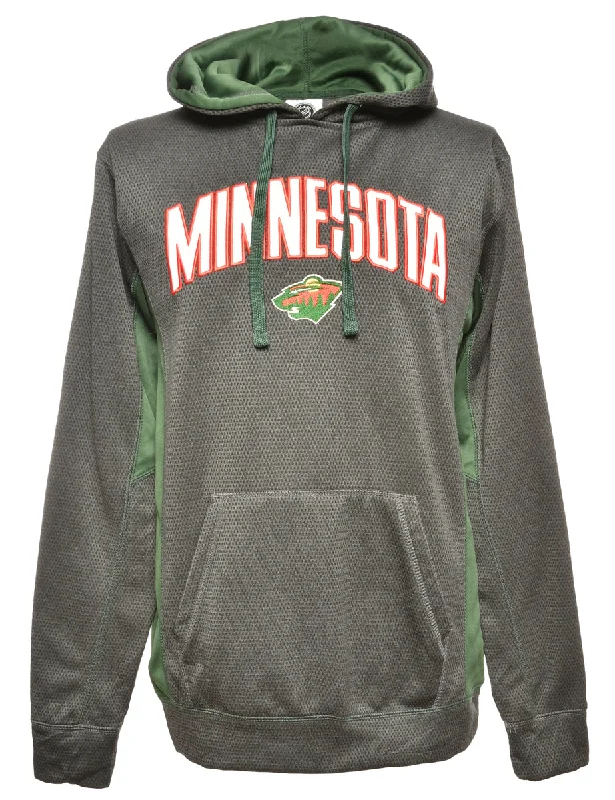 NHL Minnesota Hooded Sports Sweatshirt - L Hoodie with Thumb Holes Functional Cozy