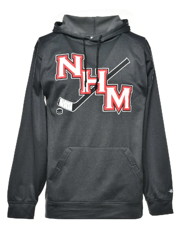 NHM Printed Hoodie - S Hoodie with Drop Shoulder Relaxed Streetwear