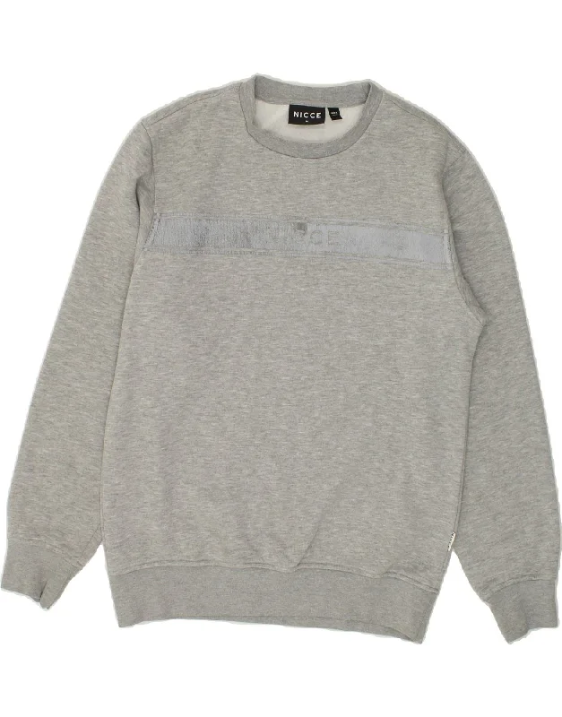 NICCE Mens Graphic Sweatshirt Jumper Medium Grey Cotton