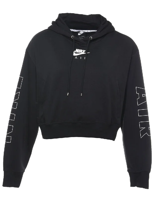 Nike Black & White Cropped Hoodie - S Hoodie with Slim Fit Tailored Modern