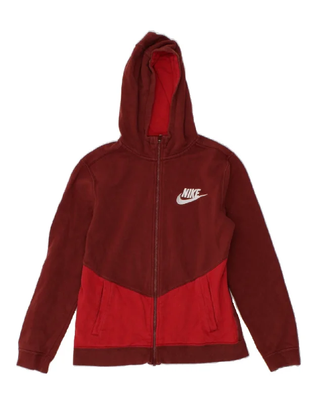 NIKE Boys Graphic Zip Hoodie Sweater 13-14 Years XL Burgundy Colourblock Hoodie with Ribbed Hem Stretchable Secure NIKE Boys Graphic Zip Hoodie Sweater 13-14 Years XL Burgundy Colourblock Hoodie with Ribbed Hem Stretchable Secure
