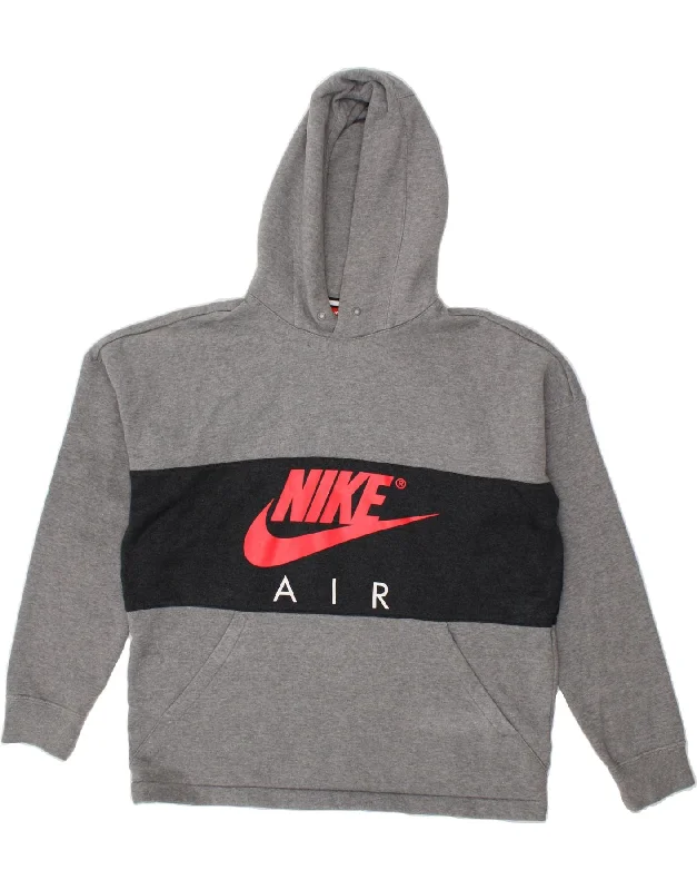 NIKE Mens Graphic Hoodie Jumper Large Grey Colourblock Cotton Hoodie with Set-In Sleeves Structured Classic NIKE Mens Graphic Hoodie Jumper Large Grey Colourblock Cotton Hoodie with Set-In Sleeves Structured Classic