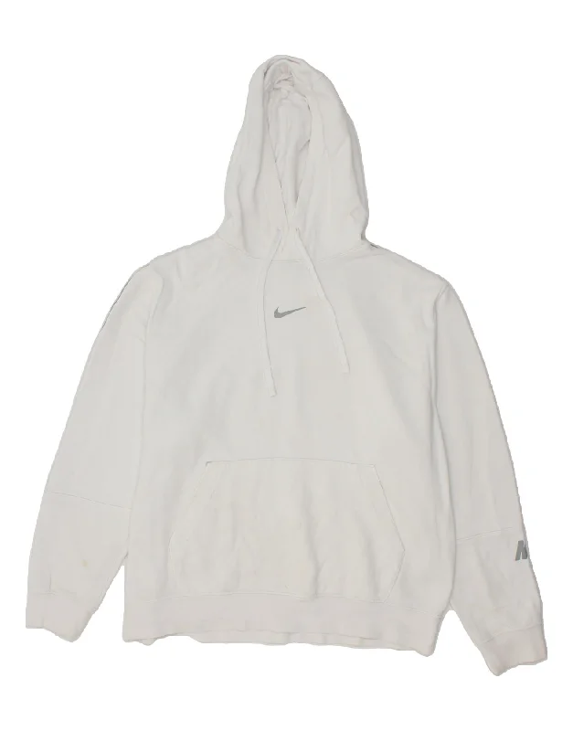 NIKE Mens Graphic Hoodie Jumper Large White Cotton