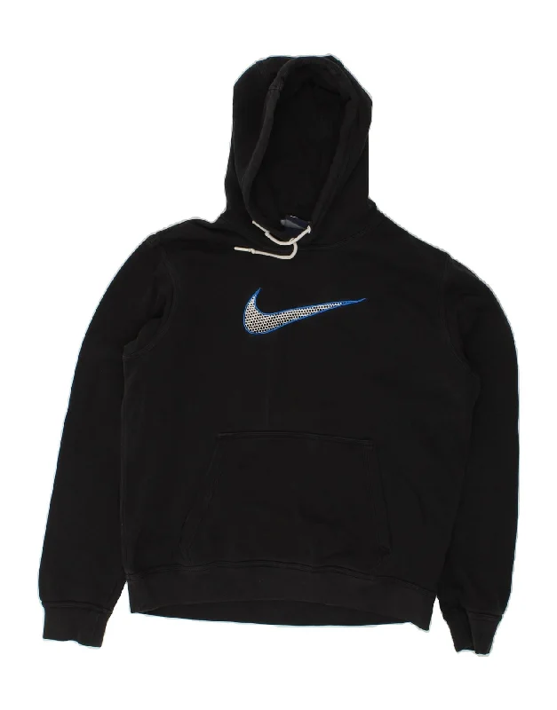 NIKE Mens Graphic Hoodie Jumper Medium Black Cotton