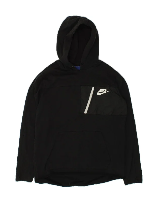 NIKE Mens Hoodie Jumper Large Black Cotton