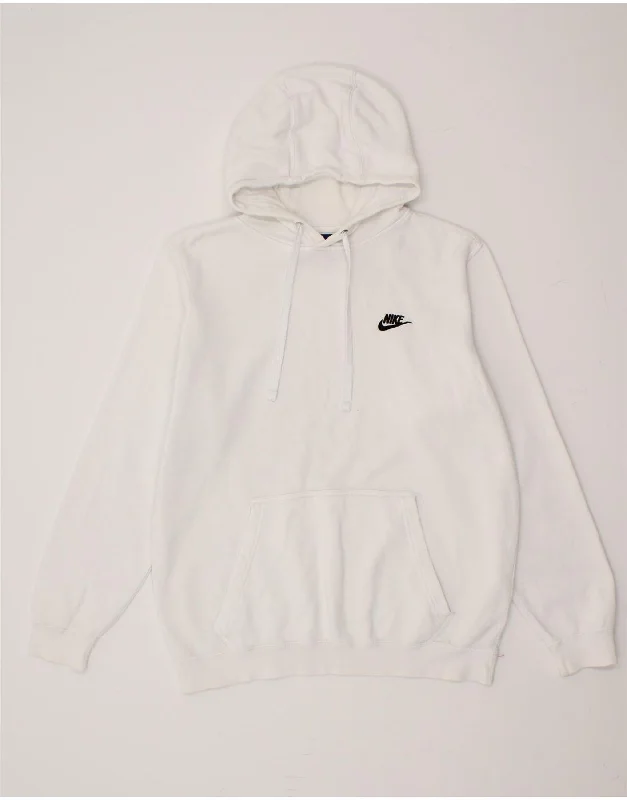 NIKE Mens Hoodie Jumper Medium White Cotton